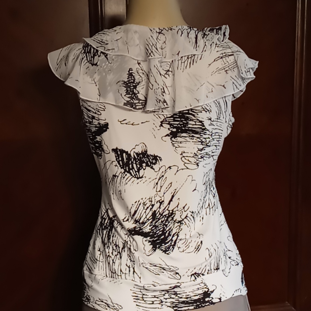 Ruffled Top with Rope Braided Neckline - Picture 6 of 9